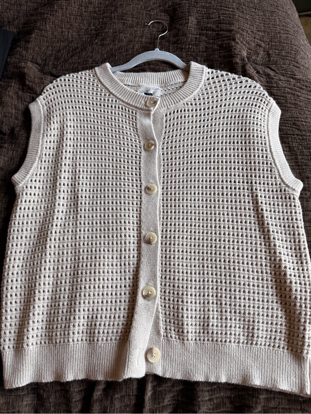 Universal Thread Cream Open-Knit Button Front Sweater Vest